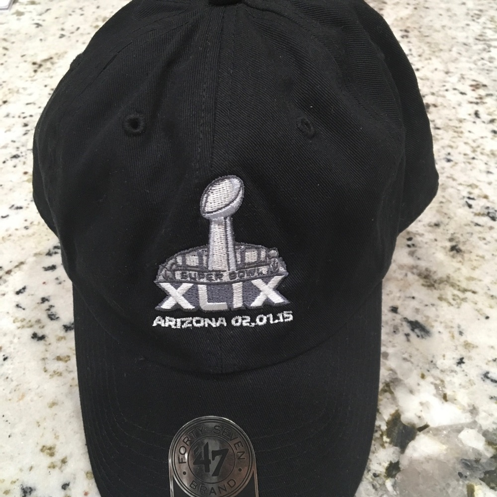 Super Bowl 49 (XLIX) 47 Brand Black Adjustable Cap